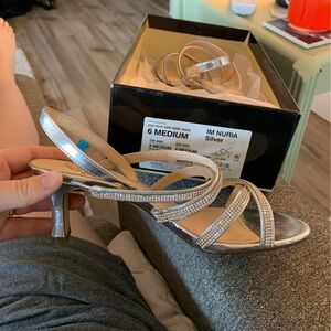 Silver sparkly mini heels